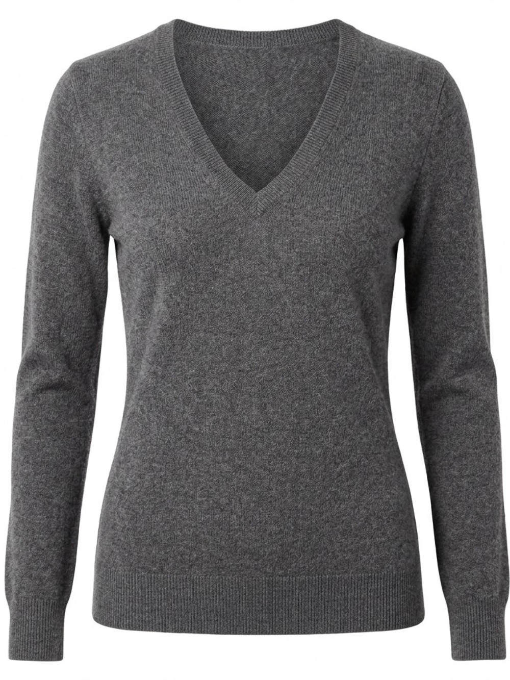 Ann Taylor 100% Cashmere gray Women v-neck sweater Pullover Quiet Luxury Preppy